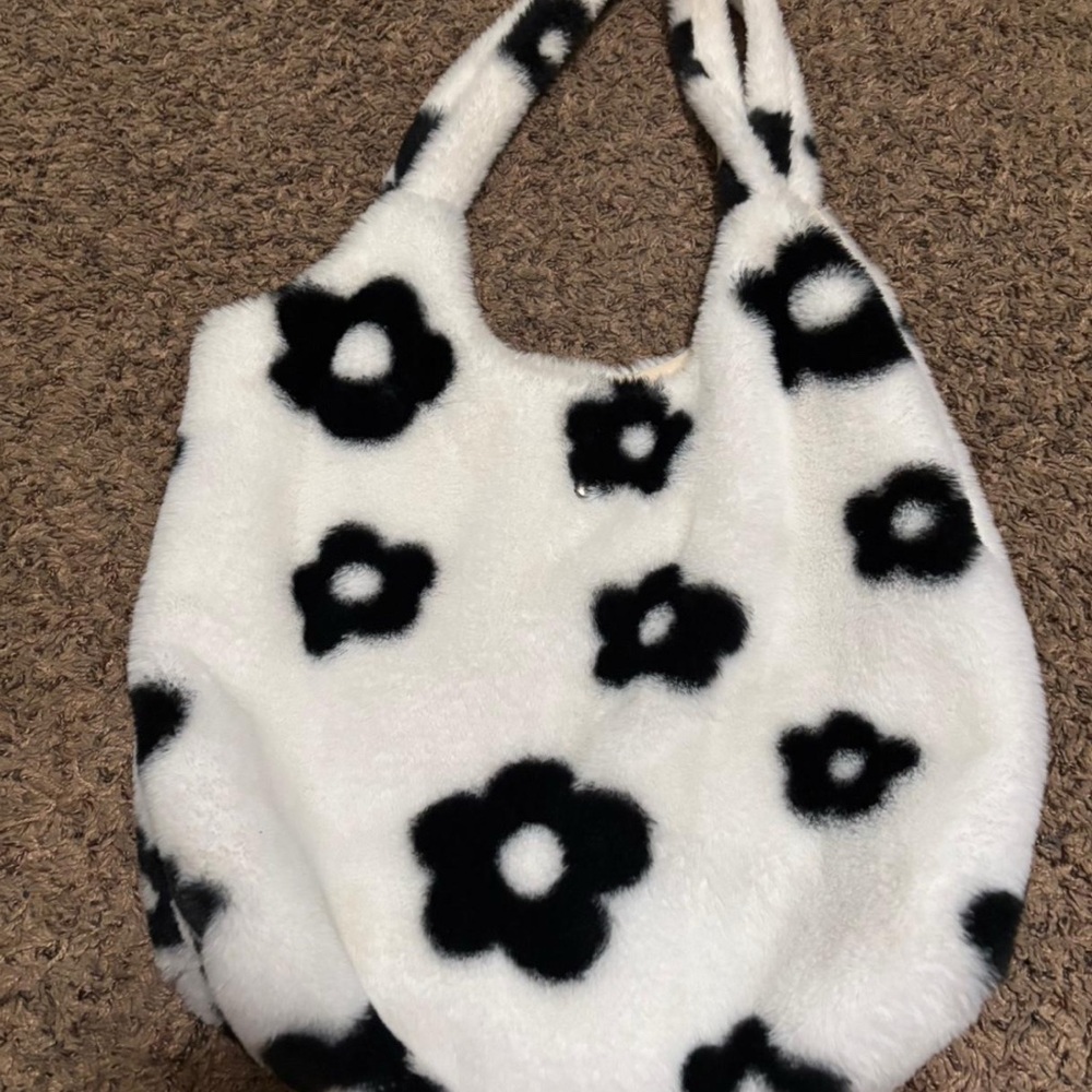 Floral Black and White Tote Bag
